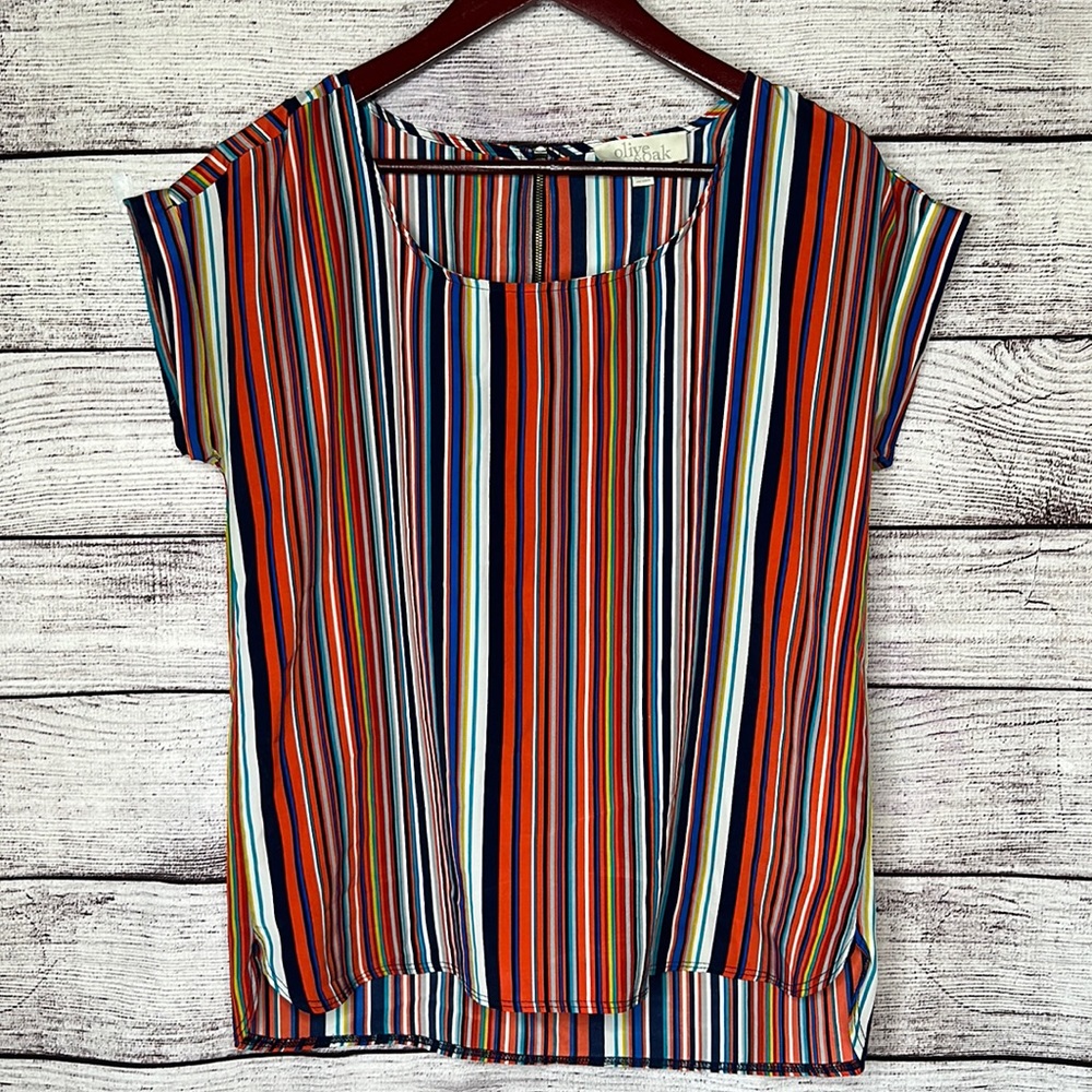 Olive & Oak Colorful Striped Top Size M